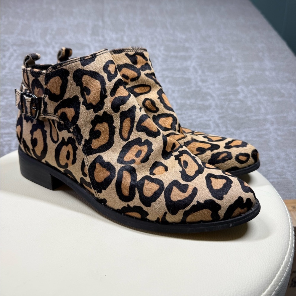 Blondo Tami Leopard Print Waterproof Ankle Bootie Women Size 8